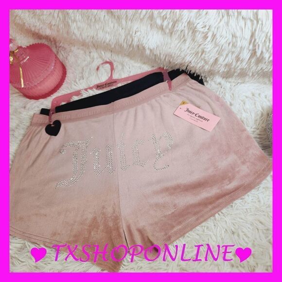 XL 2pc Juicy Couture Bling Logo Velour Loungewear Shorts Bundle NWT - Picture 3 of 5